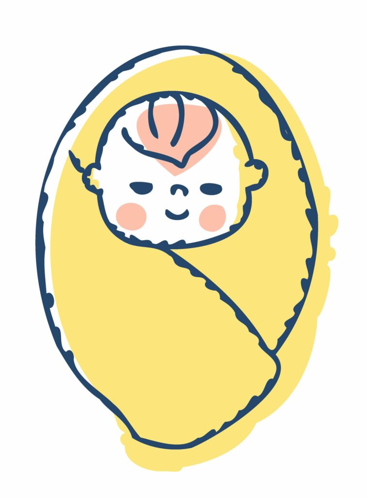 出産後の手続きをイメージした新生児のイラスト
