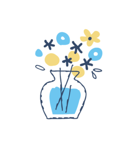 心が晴れやかになった気持ちを表す花瓶の花のイラスト